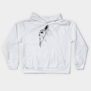 Great Horned Owl Art Sketch Kids Hoodie